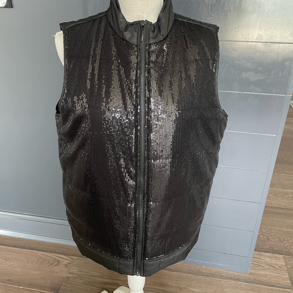 Chico’s black Sequin Vest sz XL Golf